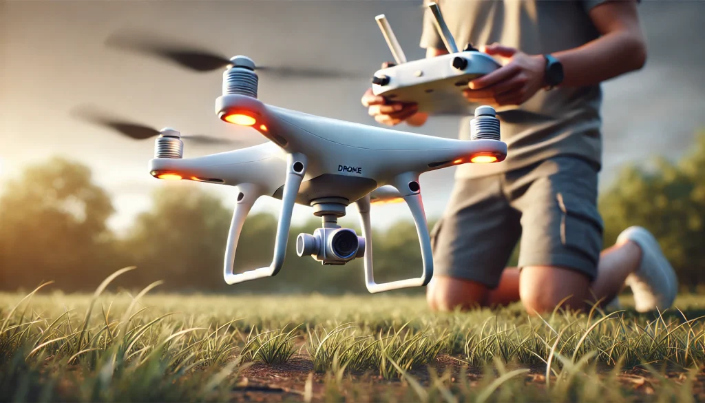 Drone landing safely - Using a flat, debris-free surface for controlled descents.