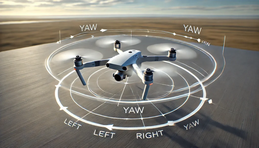 Drone practicing yaw movements for smooth directional control and turning.